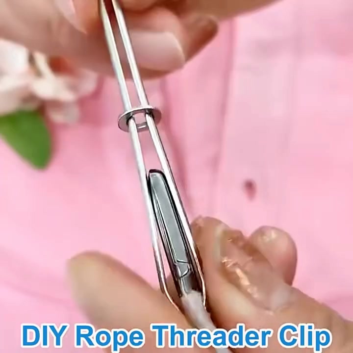 Elastic Metal Drawstring Rope Threader Needle / Threader Tweezer DIY ...
