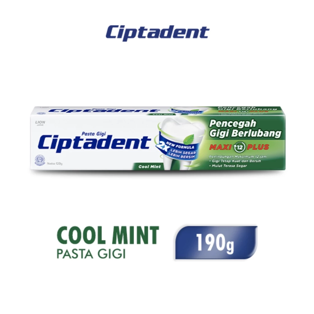 Ciptadent Pasta Gigi Maxi 12 Cool Mint Tube 190 gr