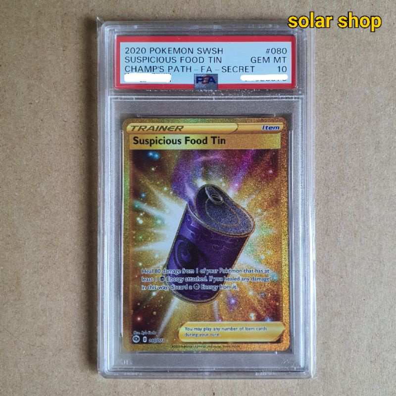 Pokemon TCG Champion's Path Suspicious Food Tin Secret Rare PSA 10 Slab