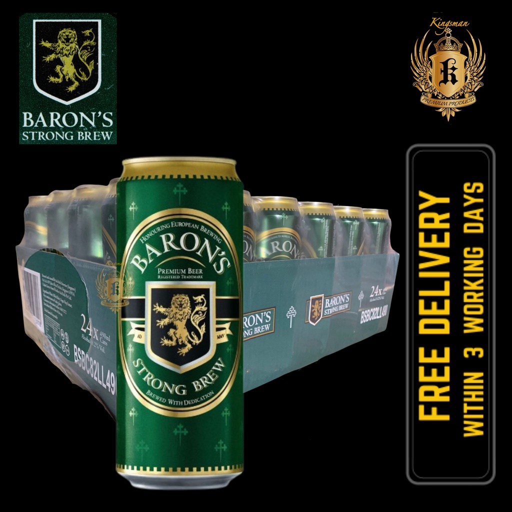 Baron's Strong Brew Beer Can 24 x 490ml (BBD Aug 2024) Shopee Singapore