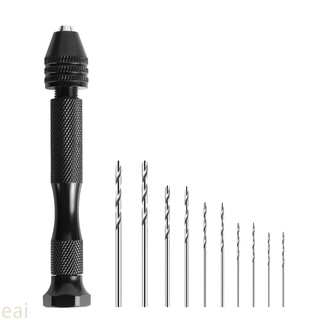 Mini Hand Drill With Keyless Chuck+10Pcs 0.8mm-3.0mm HSS Drill