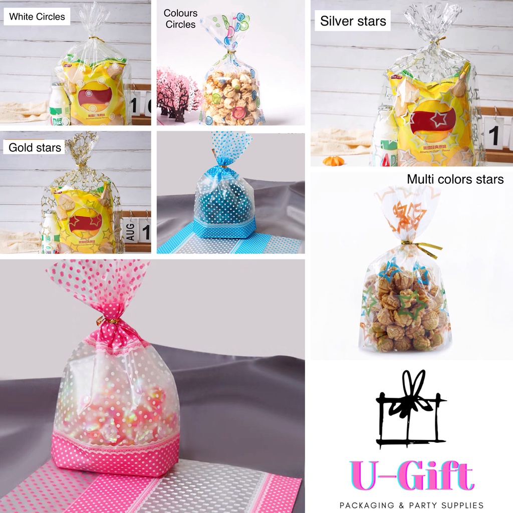 Plastic Gift Bag Goodie Packaging Gift Wrapper XL Size 50 pcs/pack with ...