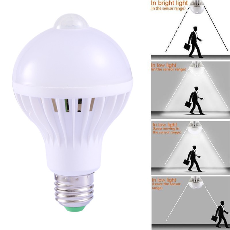 CANMEIJIA 110V 220V E27 PIR Motion Sensor Bulb 5W Smart Led Lamp E27 ...