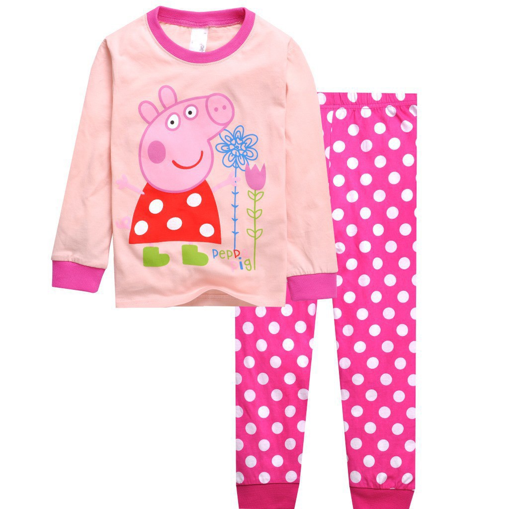 Peppa Pig Baby Girls Toddler Pajamas Toddler Kids Homewear Sleepwear Pink 2 7Y Shopee Singapore