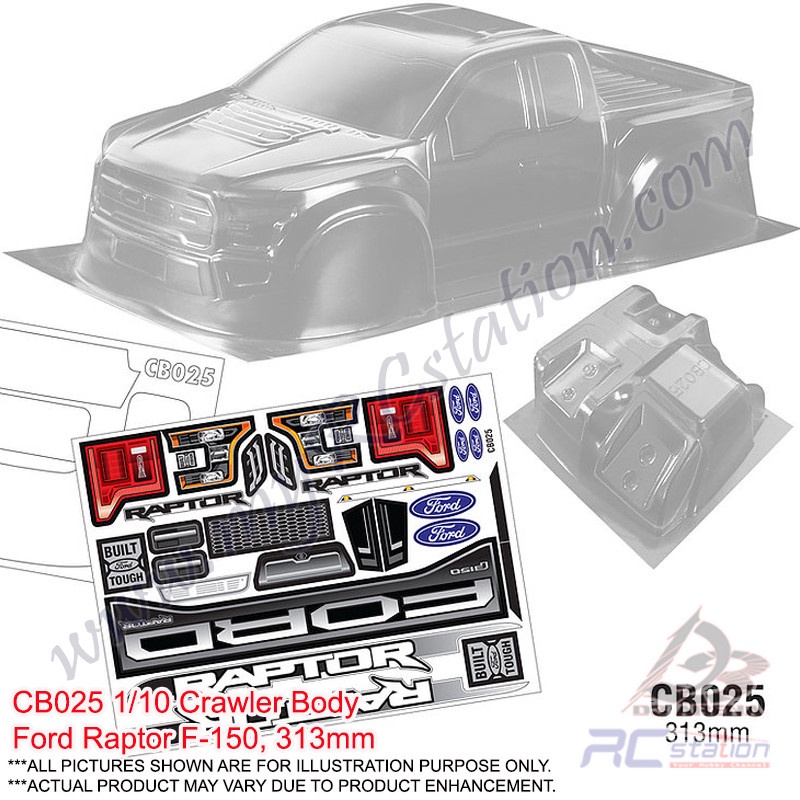 Team C Crawler Clear Body Shell CB025 1/10 Crawler Body Ford Raptor F ...
