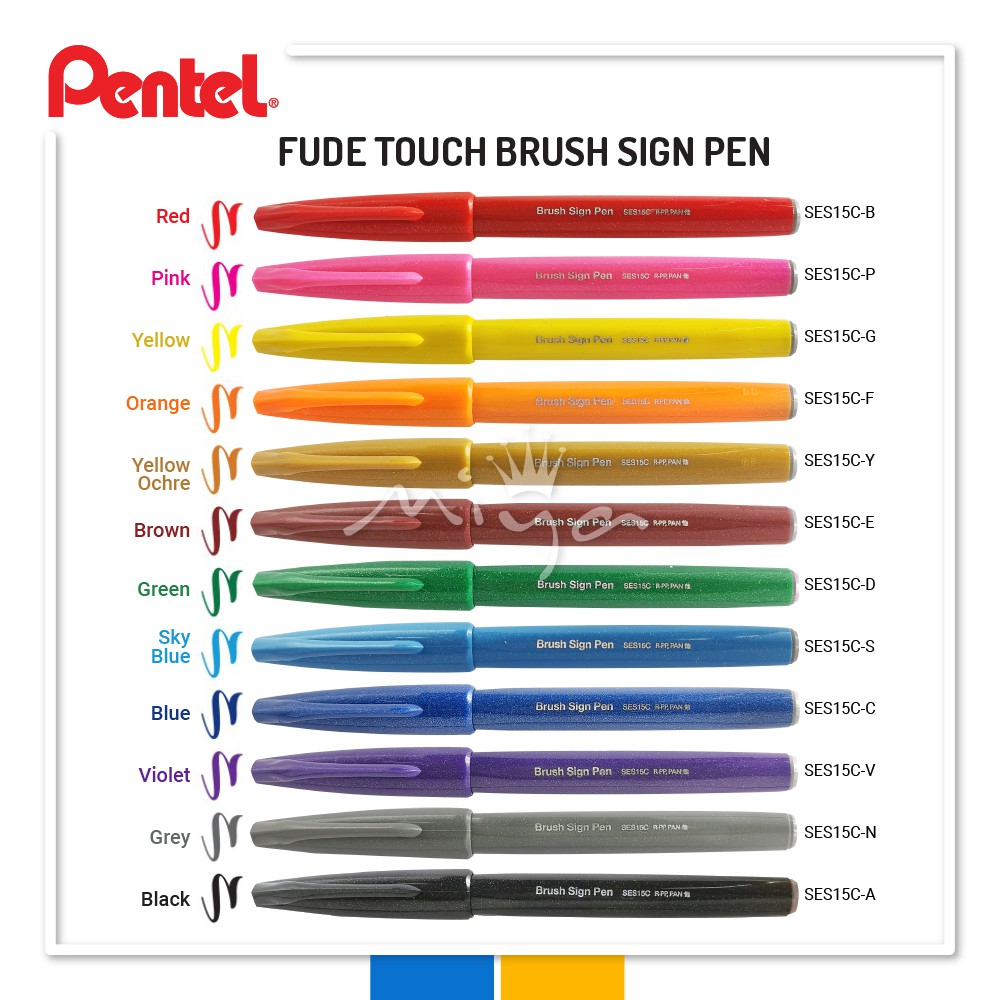 Pentel SES15C Fude Touch Brush Sign Pen LIST 1/2 CALLIGRAPHY | Shopee ...