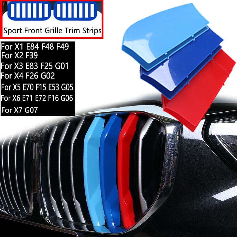 3Pcs Car Grille Trim Strip For BMW X1 X2 X3 X4 X5 X6 X7 E84 F48