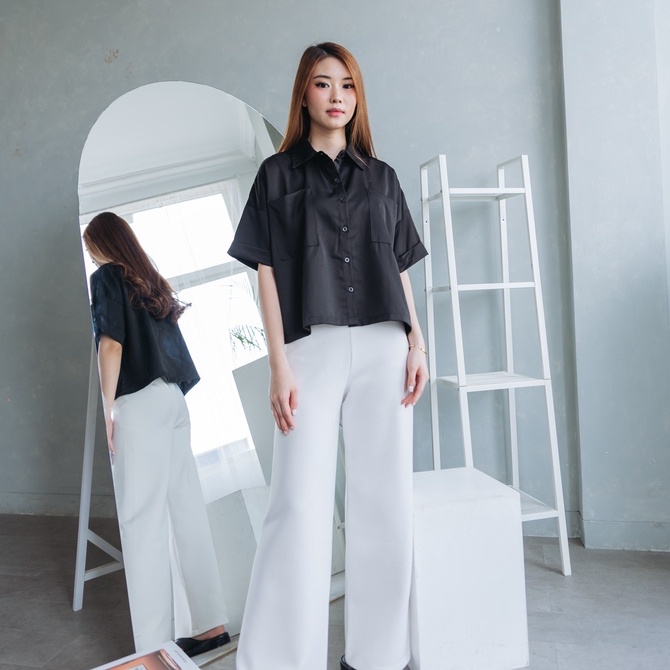 LEENBENKA Ghea Pocket Kemeja Wanita #9B05 - Gambar 2