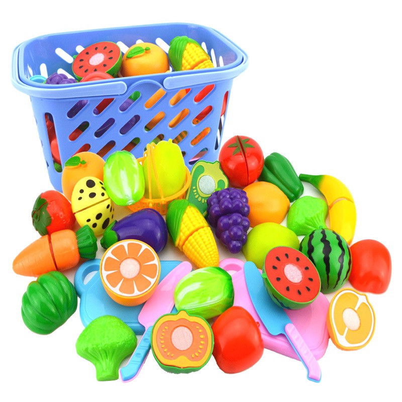 Kids Kitchen Fruit Vegetable Food Pretend Role Play Cutting Set Toys Affordable