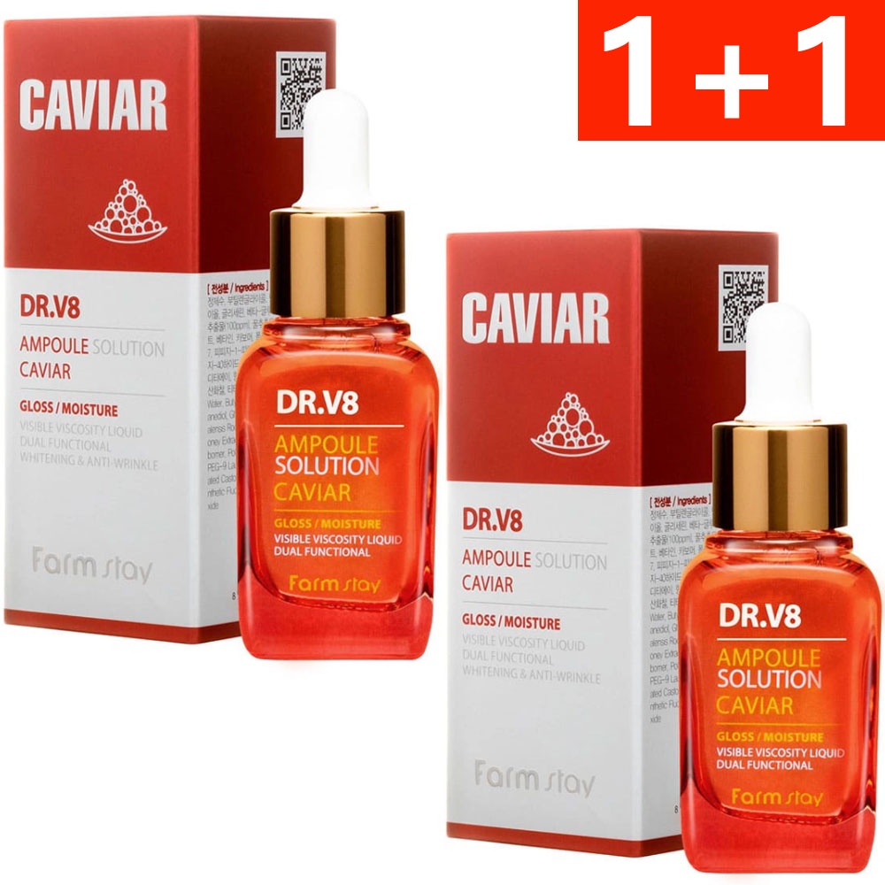 FarmStay Dr V8 Ampoule Solution Caviar 30ml 2ea(1+1) | Shopee Singapore