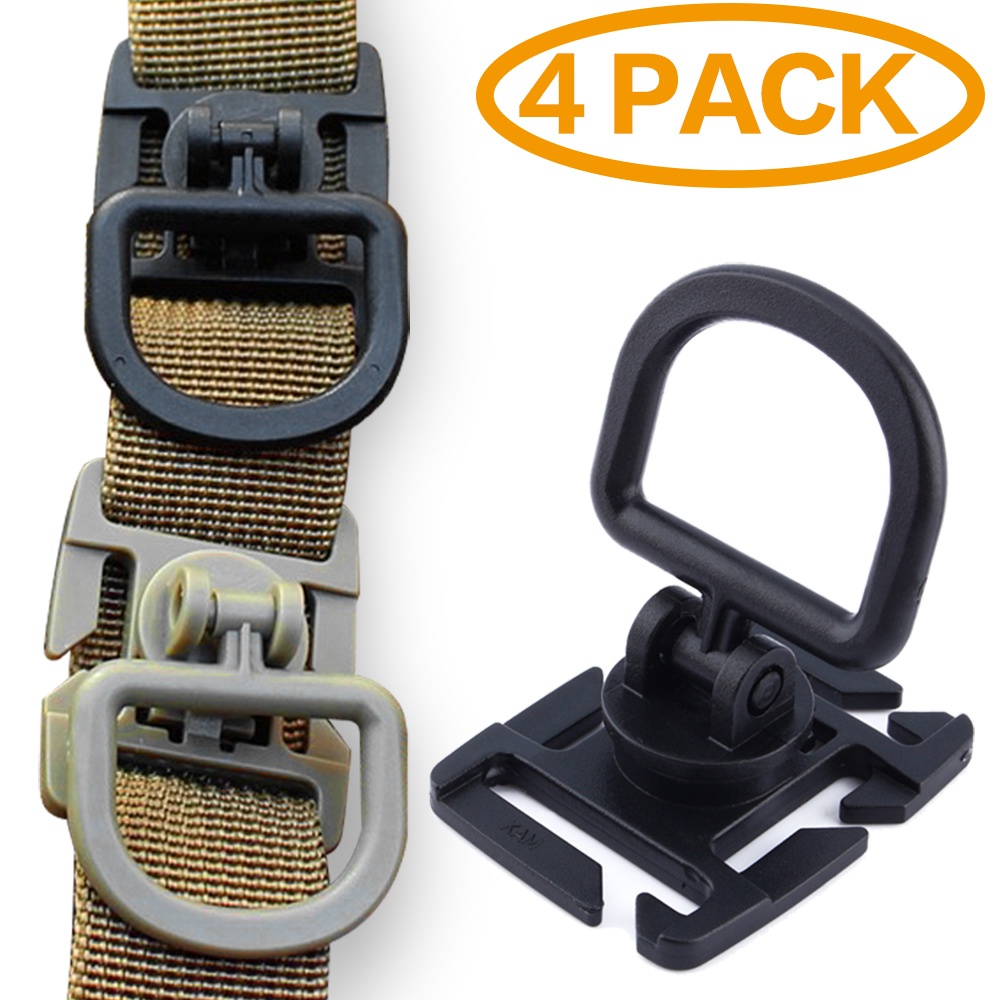 [4 PACK] 360 Rotation DRing Clips Bag Accessories for MOLLE bing