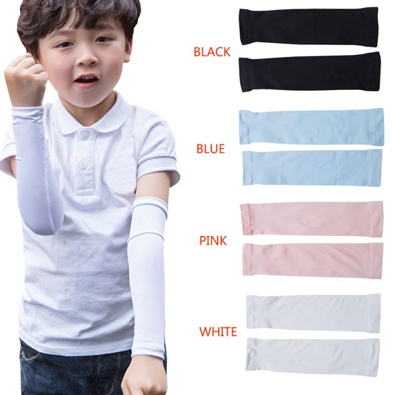 Kids Summer Ice Silk Arm Cuff Anti-mosquito Sleeves Protection Arm UV Block