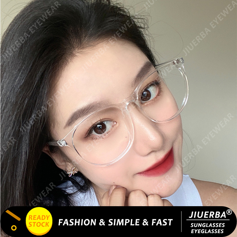 JIUERBA COD Korean Fashion Clear Frame Eyeglasses For Women Retro Round Anti Radiation Glasses Shopee Singapore