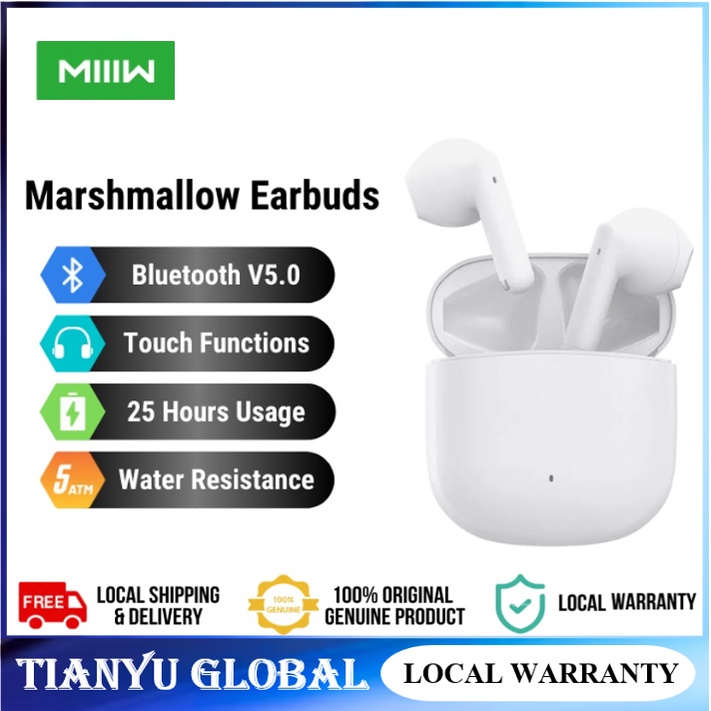 Youpin MiiiW TWS Bluetooth Headset Marshmallow Support White Shopee
