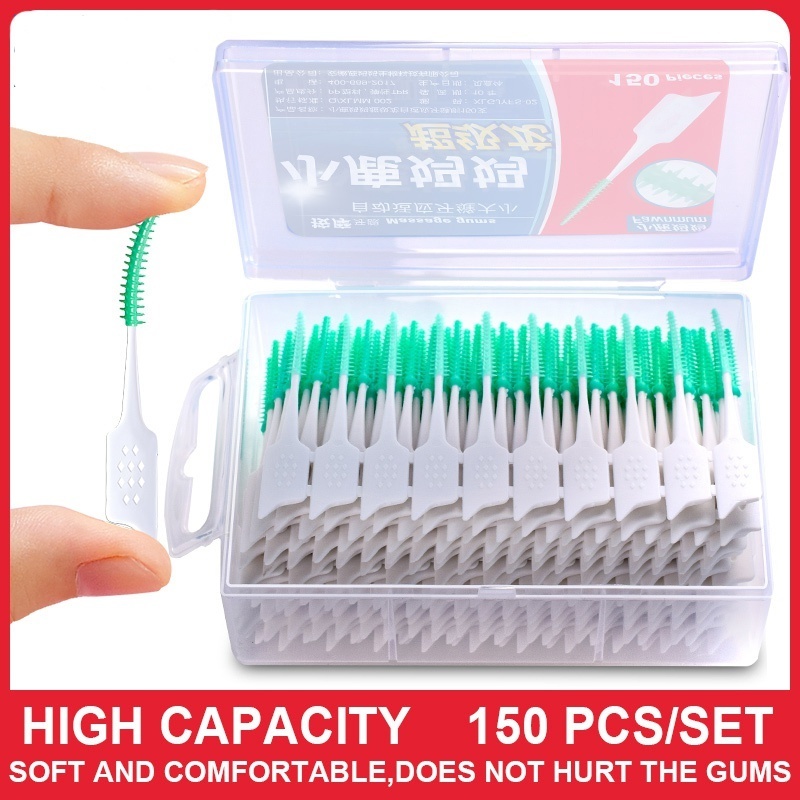 150Pcs/Set Silicone Orthodontics Interdental Brush Dental Floss ...