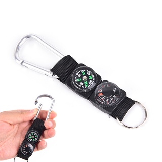 Camping Hiking Ball Compass Thermometer Key Buckle Carabiner