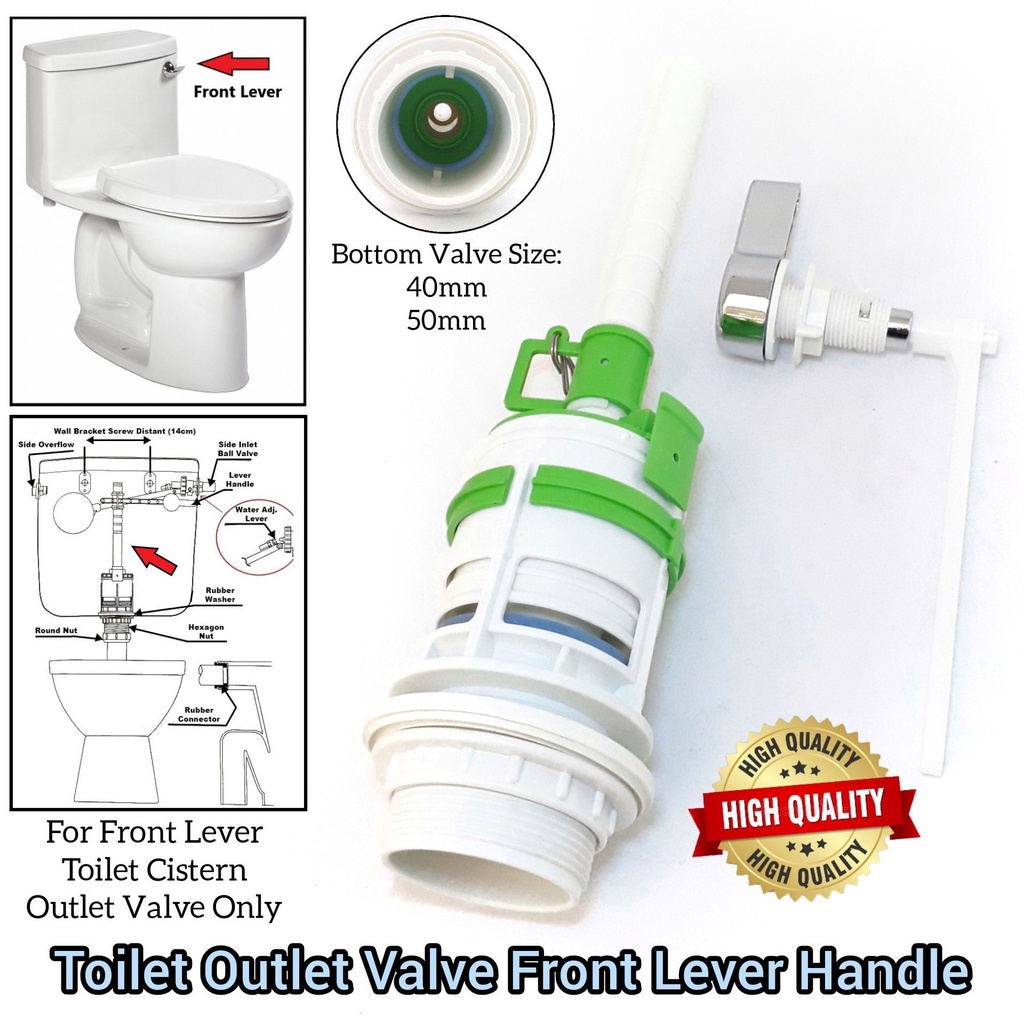 Toilet Cistern Tank Outlet Valve Front Level Handle For Toilet Flush In ...