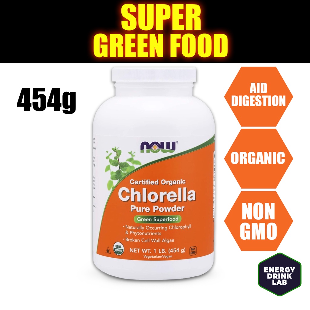 Now Foods Organic Chlorella Powder 454g with naturally occurring