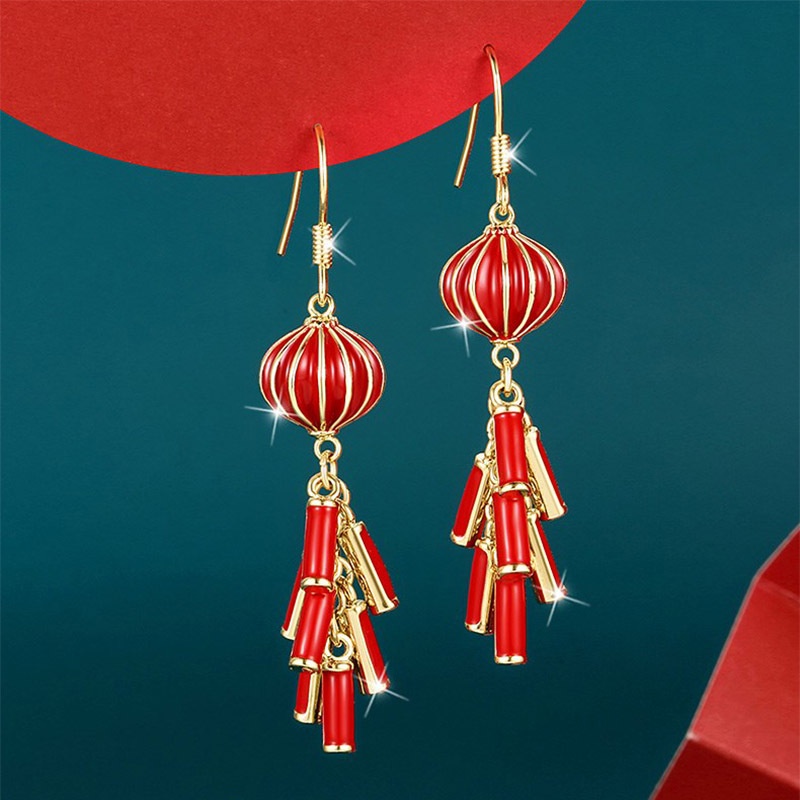 Red sale pendant earrings