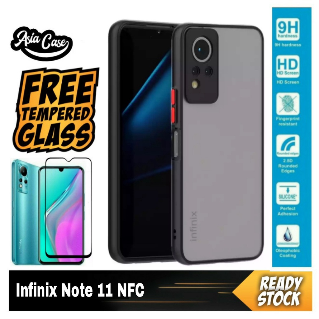 2 IN 1 PACKAGE Case INFINIX NOTE 11 NFC Free Tempered Glass Full Cover ...