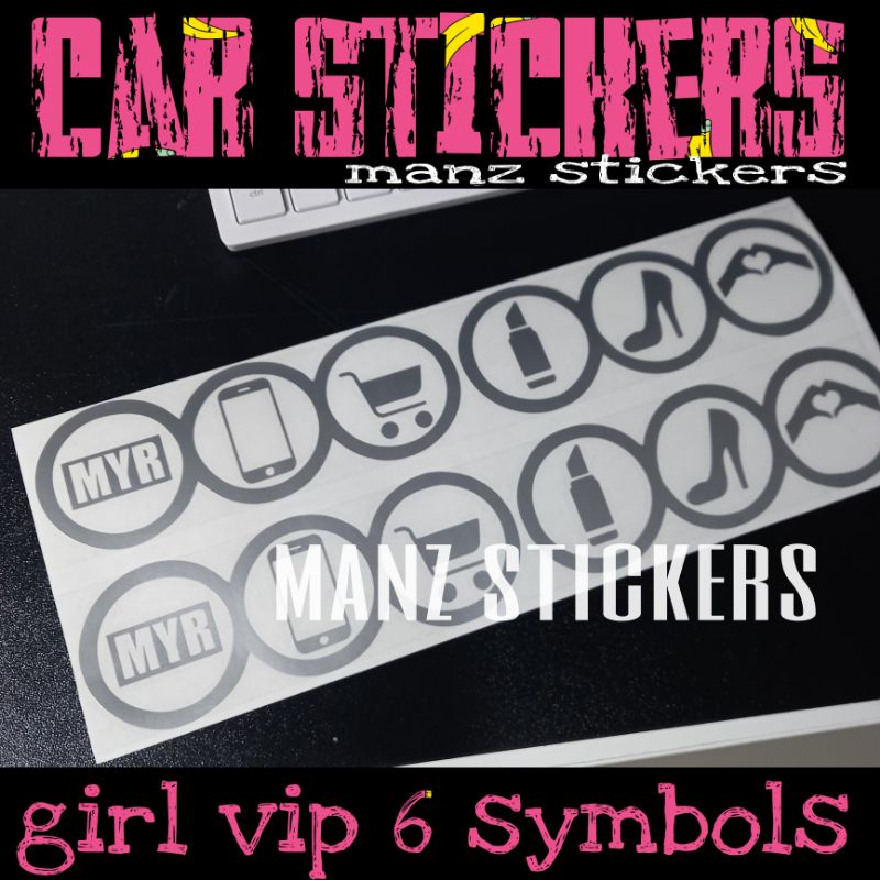 [24 HOURS SHIP] STIKER KERETA GIRL VIP 6 SYMBOLS / CAR STICKER GIRL VIP ...