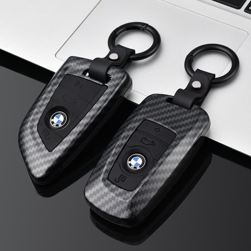 Carbon Fiber Style Soft Key Fob Cover Case For BMW F22, F30, F82, X3, X4 – With Key Ring