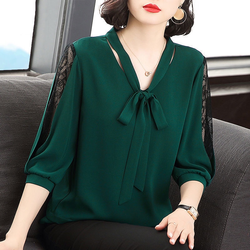 Black Shirt Women Plus Size Tops For Korean Fashion Patchwork Slim Office  Blouse