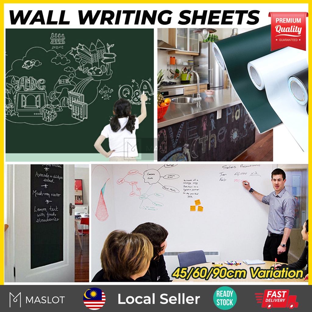 Whiteboard Greenboard Wall Stick-on Writing Sheets (Available in BLACK ...