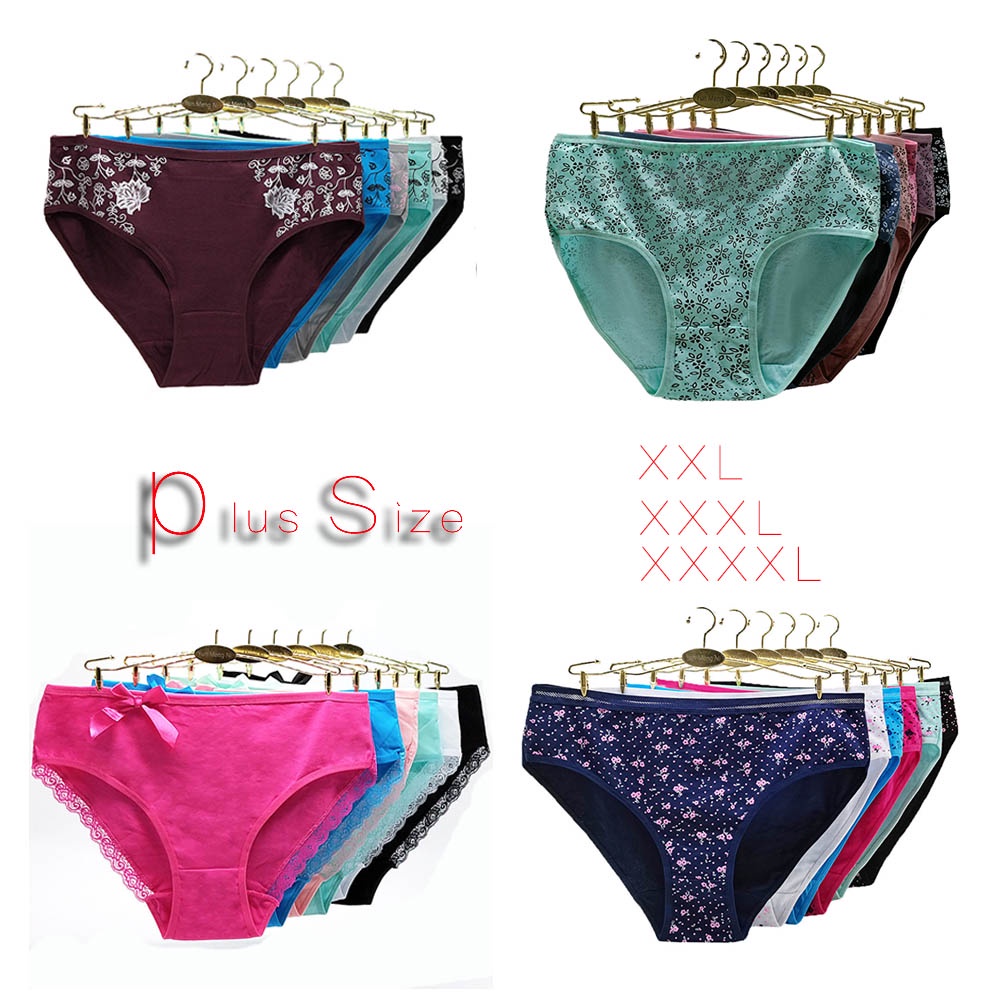 6 Pieces Lot Knickers Women Underwear Cotton Panties Plus Size Briefs