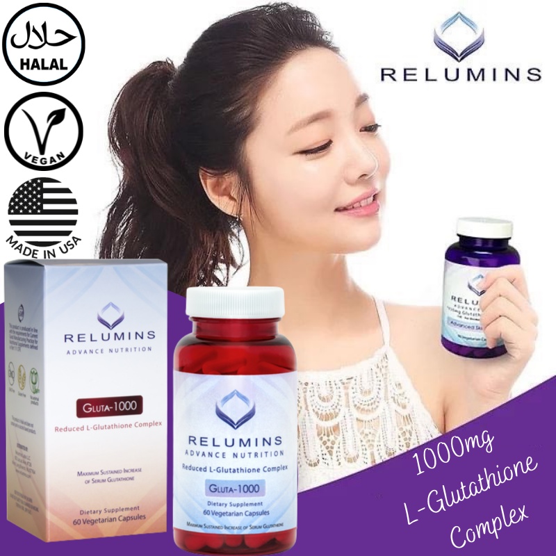 Relumins Gluta 1000 Reduced L-Glutathione Complex 60 Capsules [ Halal ] - Advanced Skin Whitening