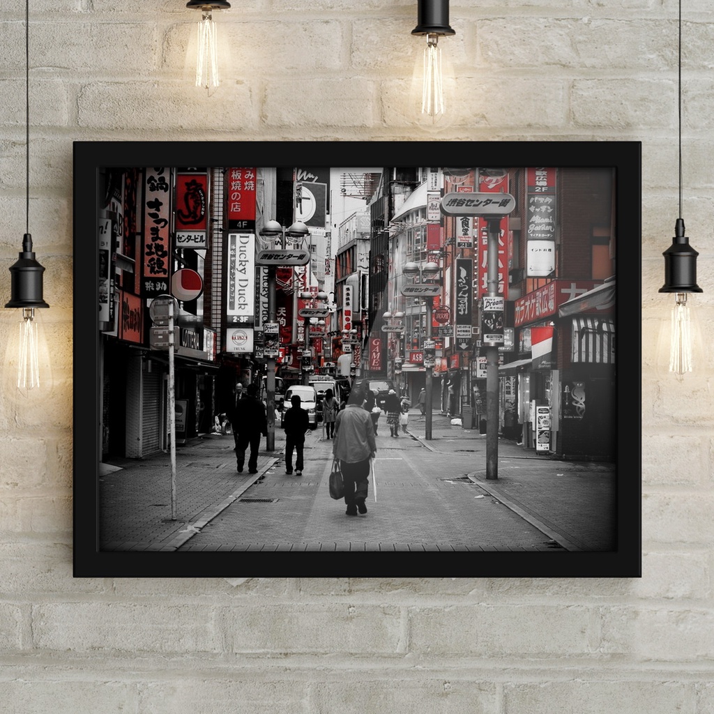 Japan - Street Signs 1 Black and White Color Splash Art Decor Poster ...