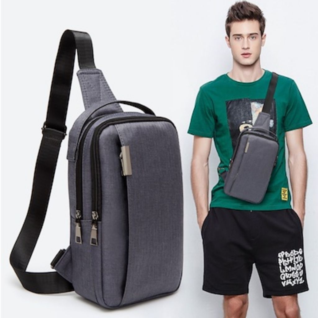 Men Sling Bag Travel Bag Passport Wallet Waist Pouch Earphone christmas gift Shopee Singapore