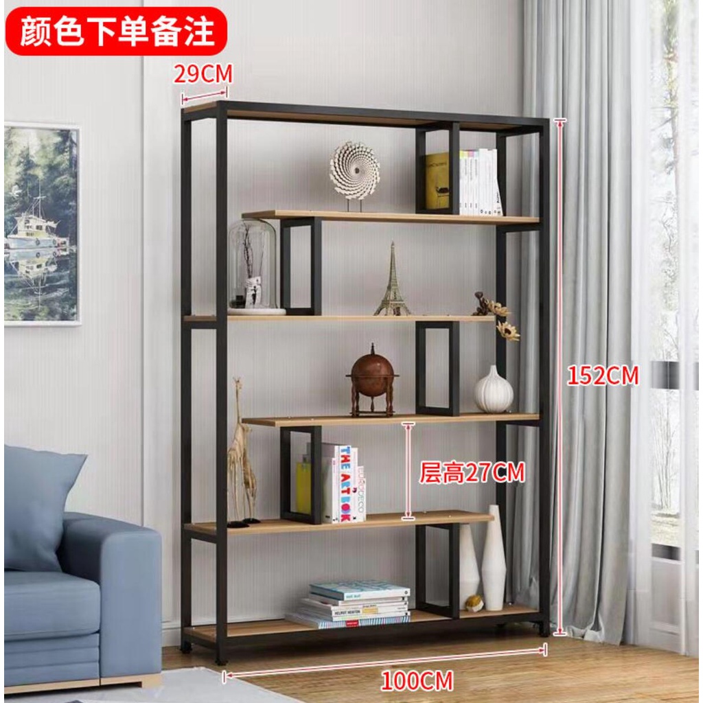 Simple modern bookshelf floor shelf steel wood bookcase free ...