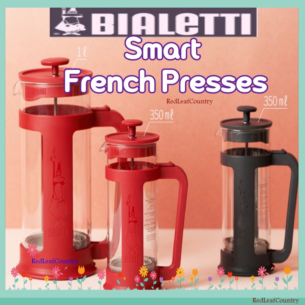 Bialetti Smart French Presses 350ml 1l Red Black Color For Coffee & Tea