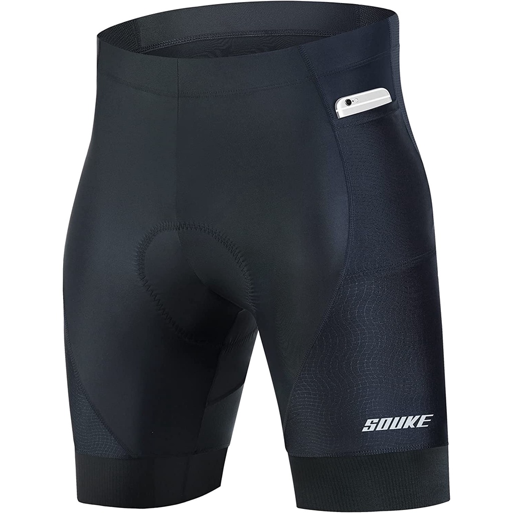 Souke Powerband Cycling Shorts with 2 Pockets 20D Padded Bike Shorts