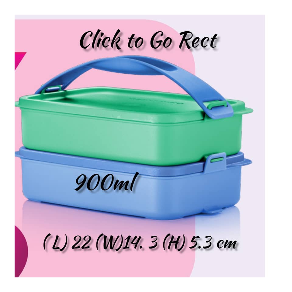 Tupperware Click To Go Rect(2) 900ml | Tupperware 2 levels | Shopee ...