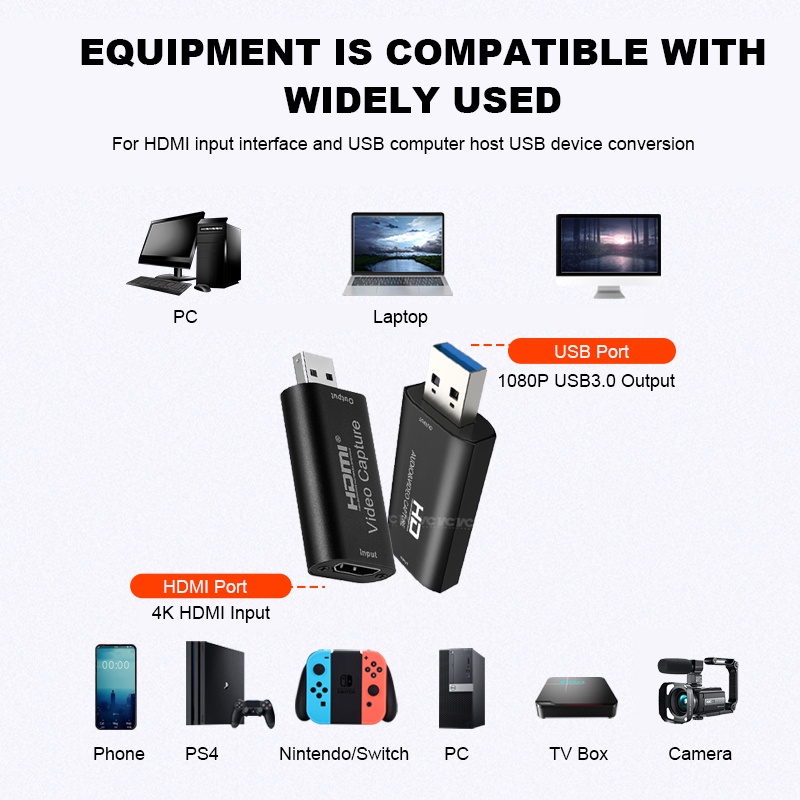 4K HDMI Video Capture Card, Game Capture Card Audio Capture Adapter ...