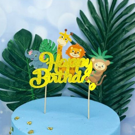 Happy Birthday Safari Animals Cake Topper | Shopee Singapore