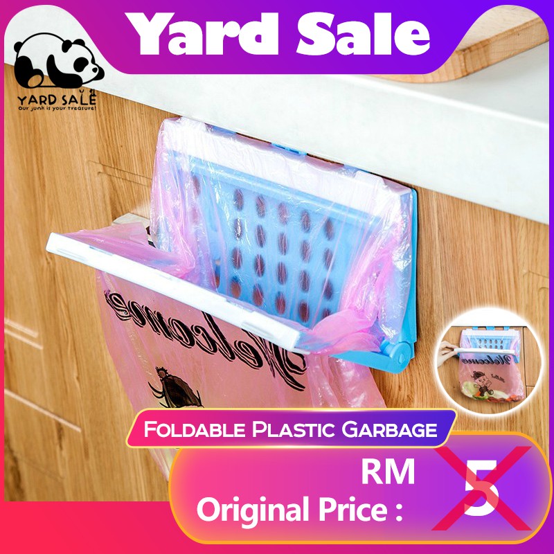 Yard - Foldable Plastic Garbage Bag Rack Hanging Trash Shelf Kitchen ...