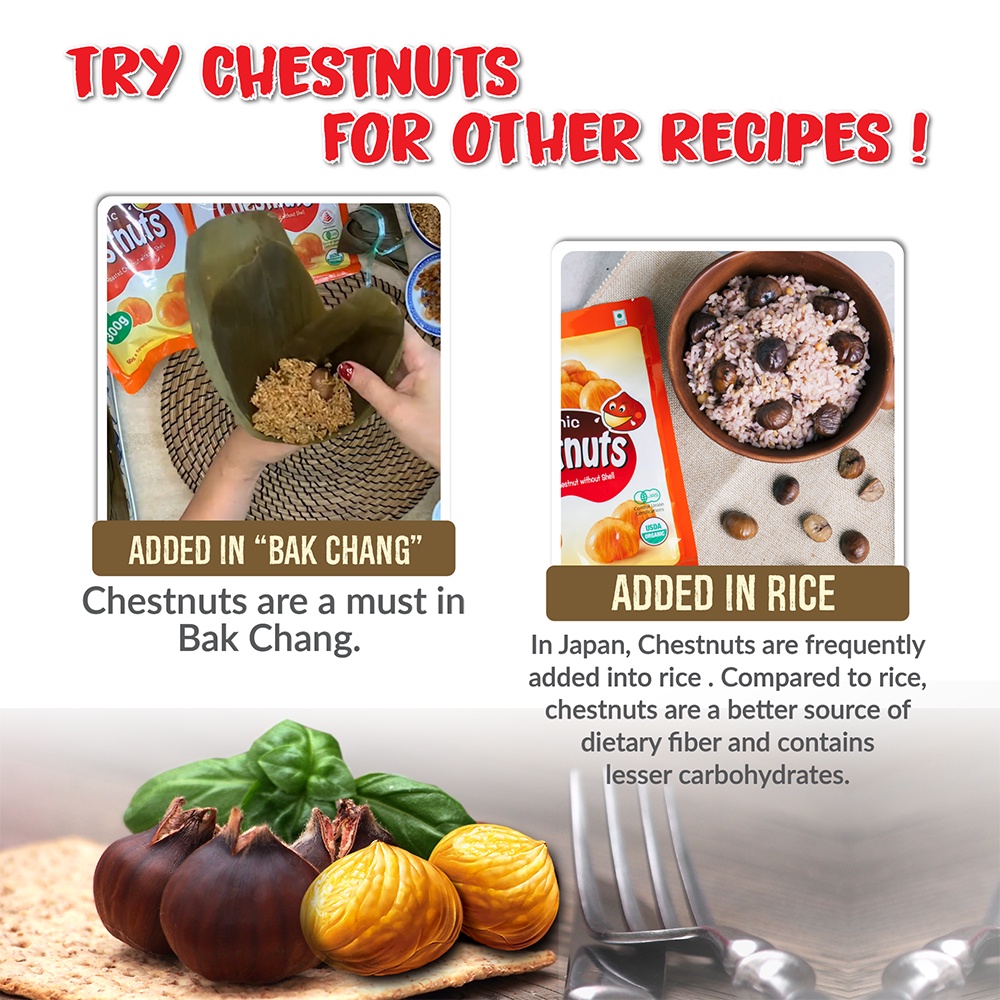 Tong Garden Organic Roasted Chestnuts without Shell 300g (Bundle of 3