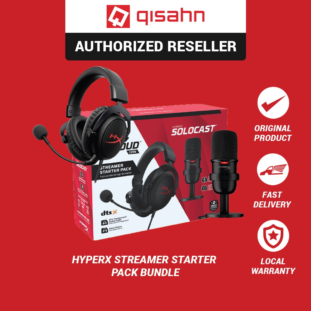 HyperX Streamer Starter Pack Bundle - Cloud Core Headset & Solocast ...