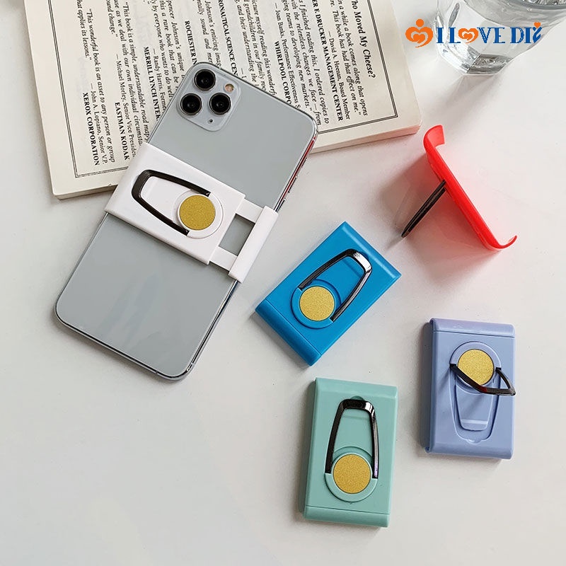 Creative Clip-on Detachable Cell Phone Finger Ring Buckle Stand/ 360 Degree Free Rotation Mobile Phone Holder/ Universal Retractable Plastic Phone Bracket