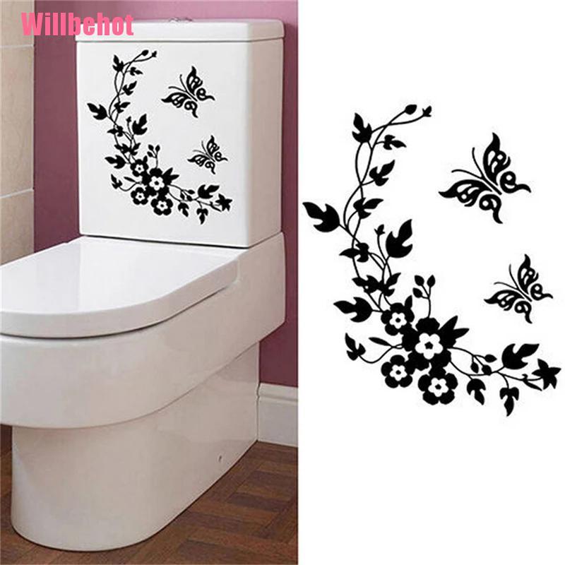 [Willbehot] Diy 3D Butterfly Flowers Wall Sticker Room Toilet Fridge Stickers Home Decor [Hot]