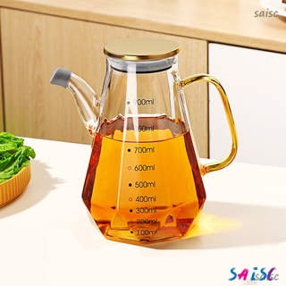900ml Diamond Type Glass Oil Bottle Transparent Glass Oiler with Scale  Sauce Bottle Oil Pot Kitchen Condiment Dispenser