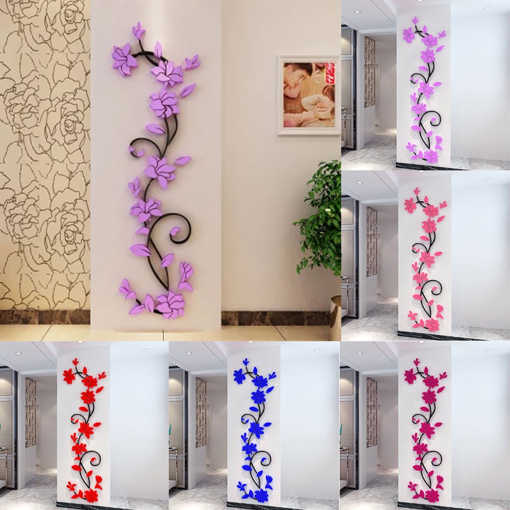 LiveCity 3D Romantic Flower Acrylic Wall Sticker Decal Home Art Removable