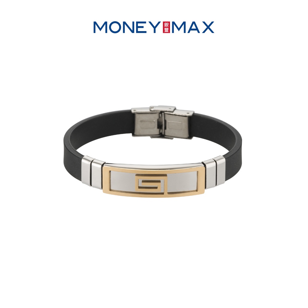 Stainless Steel Bracelet | MoneyMax Jewellery | Stainless Steel and Gold Plated Rubber Bracelet | HB270