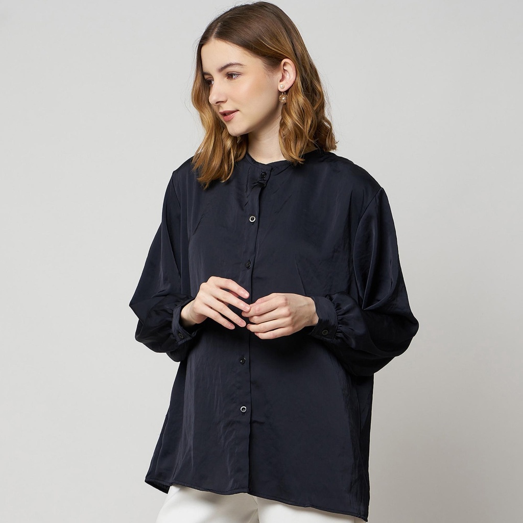 Monellina 601329 Blouse Oversize Wanita Lengan Panjang - Gambar 4