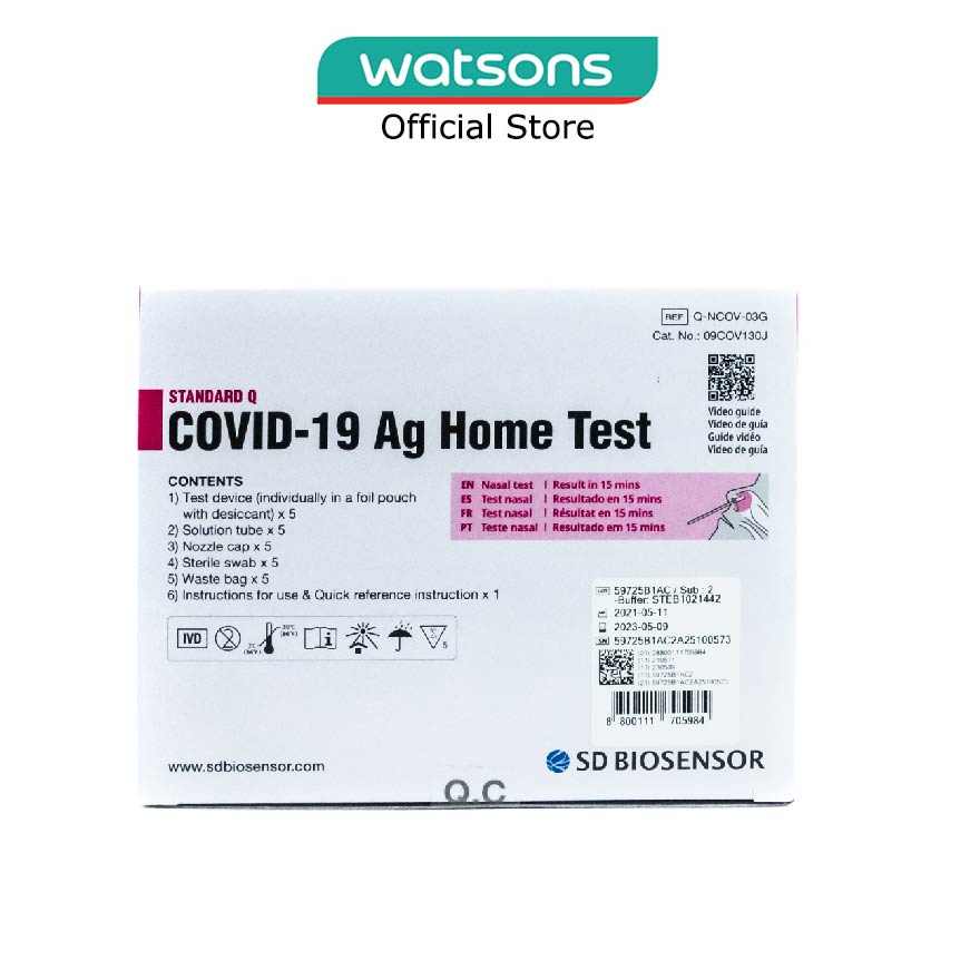 SD BIOSENSOR Covid19 AG Home Test Antigen Rapid Self Test (ART) Kit 5s