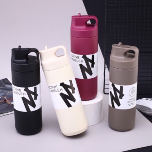 [SG Seller] 550ml 304 Stainless Steel Vacuum Flask Sports Water Bottle With Straw Thermal Water Bottle Tumbler
