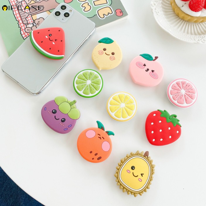 Universal mobile phone bracket 3D summer cartoon cute fruit orange lemon strawberry bracket finger ring holder stand